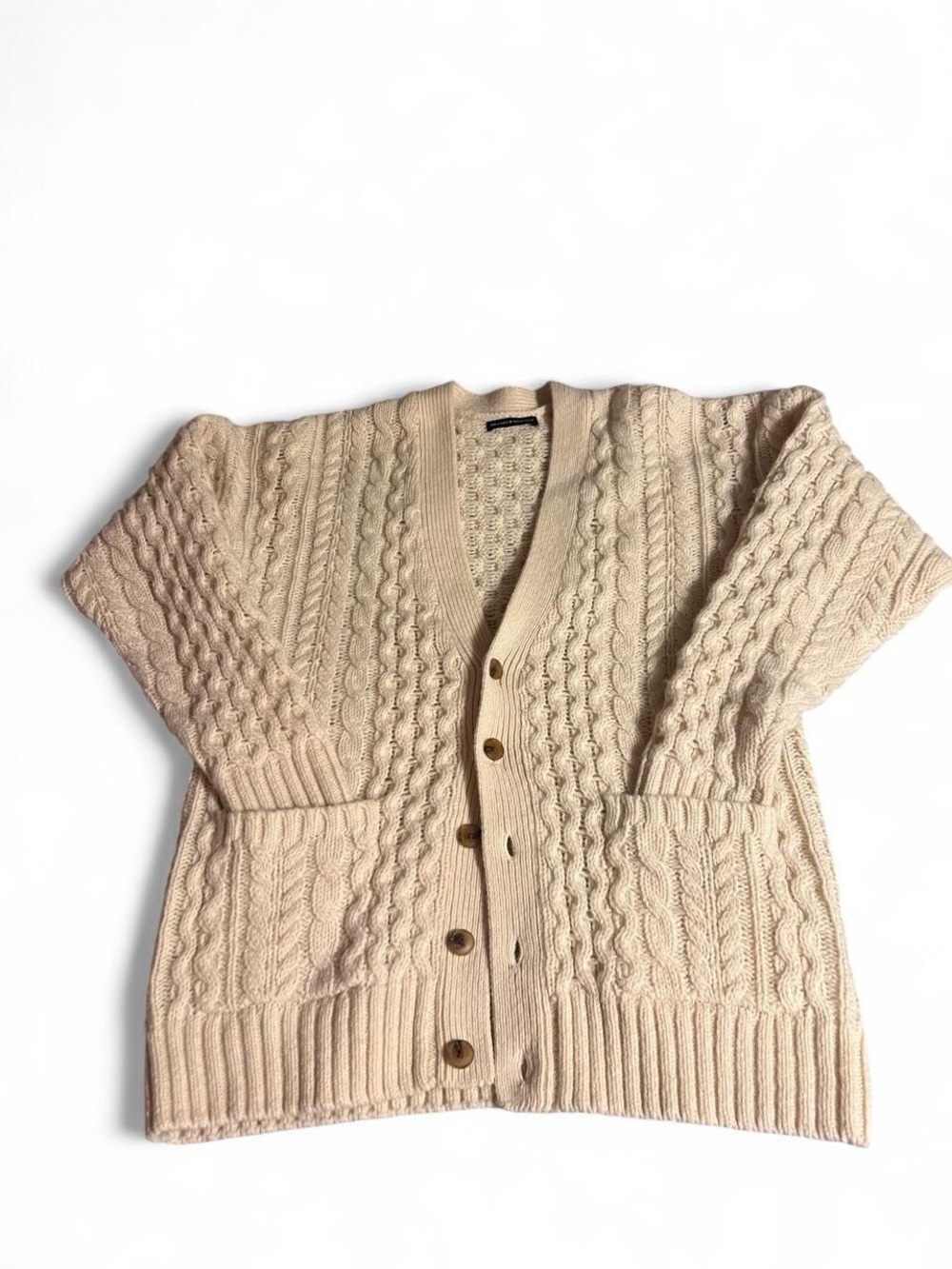 Brandy Melville Cream Cable Knit Wool Button Down Cardigan